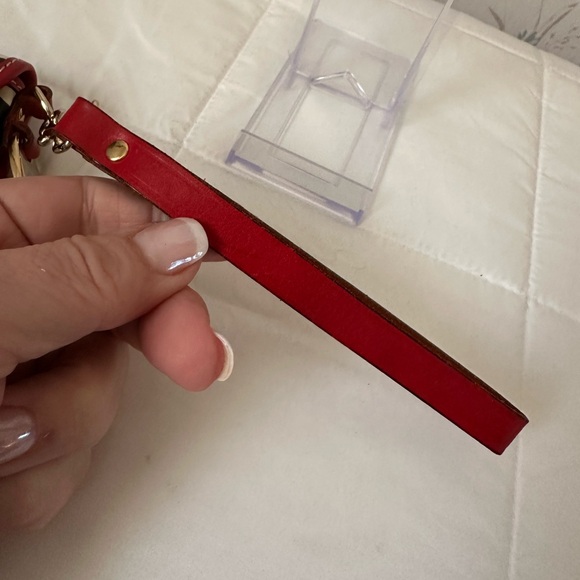 Dooney & Bourke Leather Zebra Wristlet with Red Trim - Picture 9 of 13